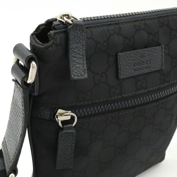GUCCI GG Nylon Shoulder Bag Black Grey 449183 - Picture 5 of 8